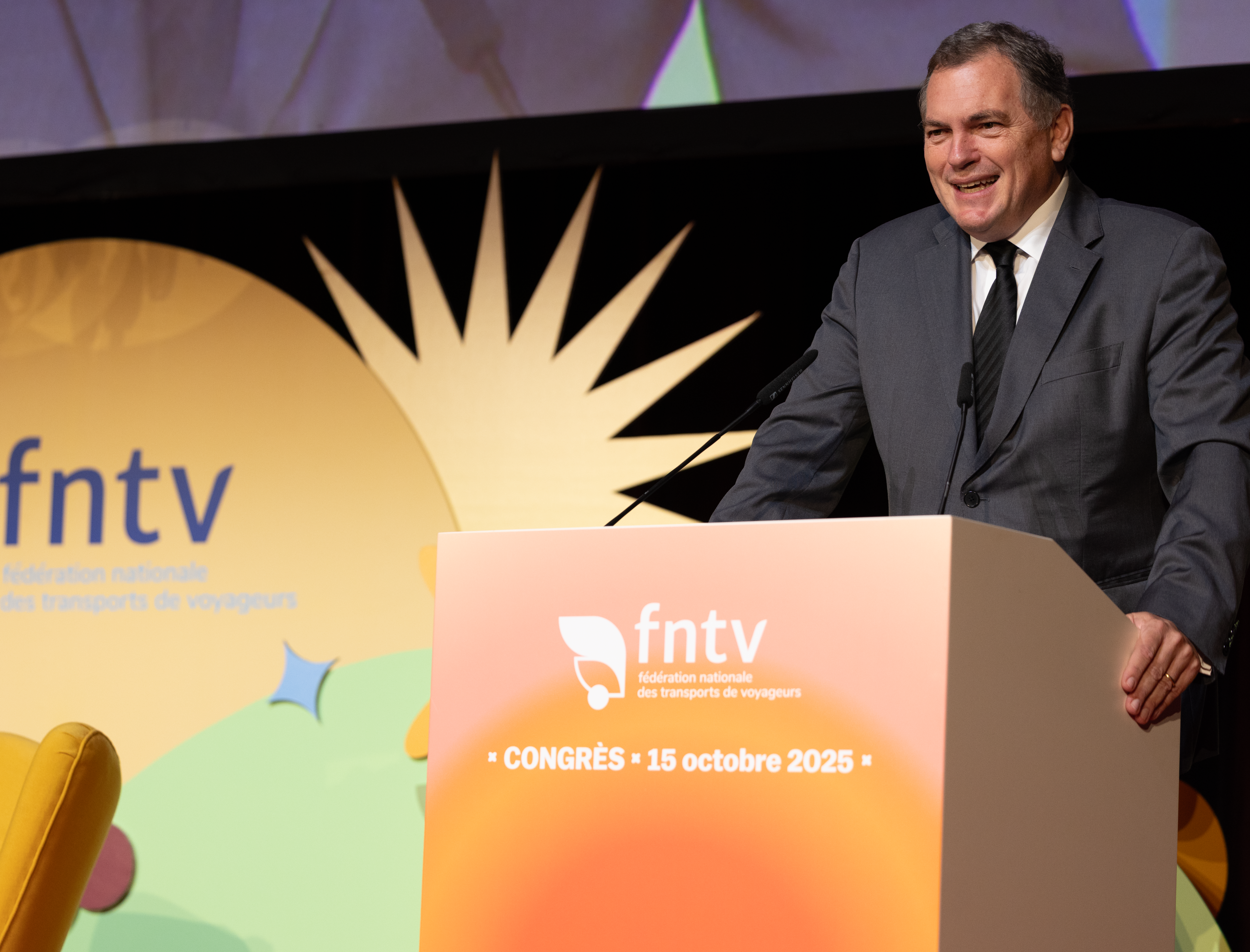 Philippe Tabarot, Ministre des Transports au congrès FNTV 2025.